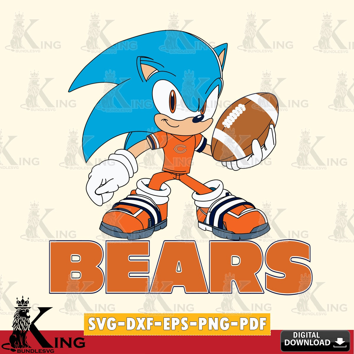 Chicago Bears Sonic Rugby SVG file, Vector , Digital Download , PDF File , Instant Download