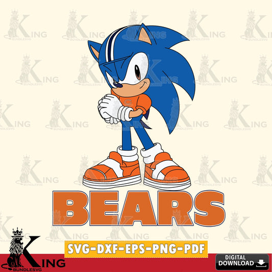 Detailed illustration of a cute Chicago Bears Sonic Football cut file ideal for vinyl projects and T-shirt printing