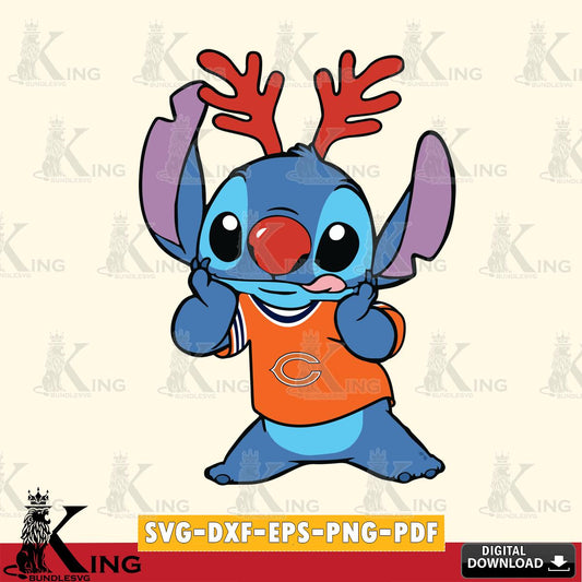 Chicago Bears Stitch Reindeer SVG, NFL for Cricut, Silhouette, Digital Download , file cut