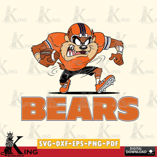 Chicago Bears Taz Football Helmet Cut file  , Digital Download , Instant Download, Looney Tunes svg, Football svg