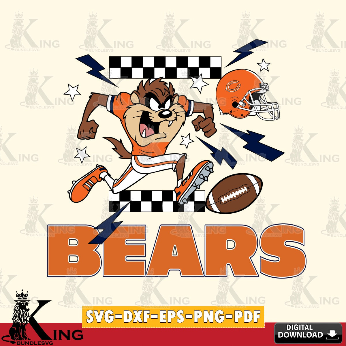 Chicago Bears Taz Football Lightning Cut file  , Digital Download , Instant Download, Looney Tunes svg, Football svg