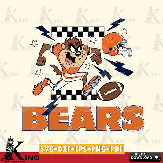 Chicago Bears Taz Football Lightning Cut file  , Digital Download , Instant Download, Looney Tunes svg, Football svg