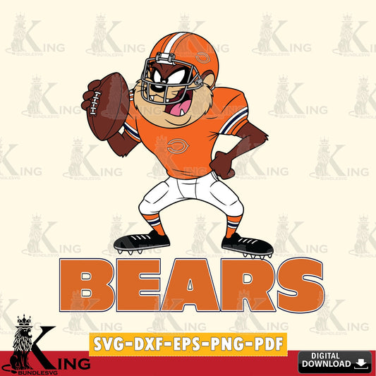 Chicago Bears Taz Football Player Cut file  , Digital Download , Instant Download, Looney Tunes svg, Football svg