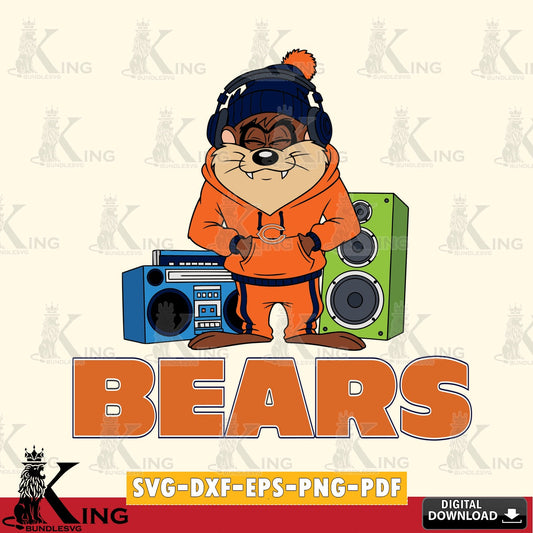 Chicago Bears Taz Hip Hop Cut file  , Digital Download , Instant Download, Looney Tunes svg, Football svg