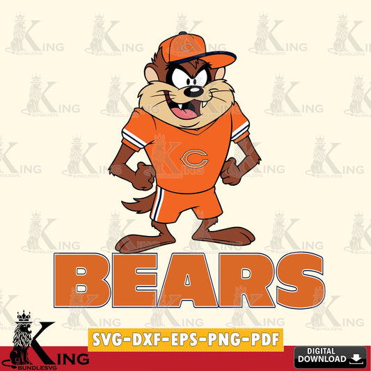 Chicago Bears Taz Standing Pose Cut file  , Digital Download , Instant Download, Looney Tunes svg, Football svg