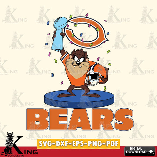 Chicago Bears Taz Trophy Podium Cut file  , Digital Download , Instant Download, Looney Tunes svg, Football svg