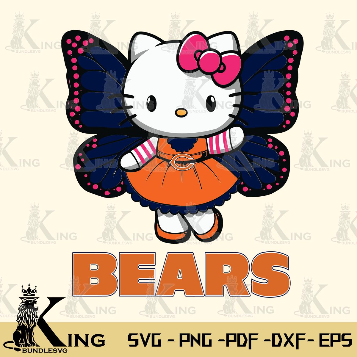 Chicago Bears Whimsical Kitty Wings Svg Eps Dxf Png File, Digital Download