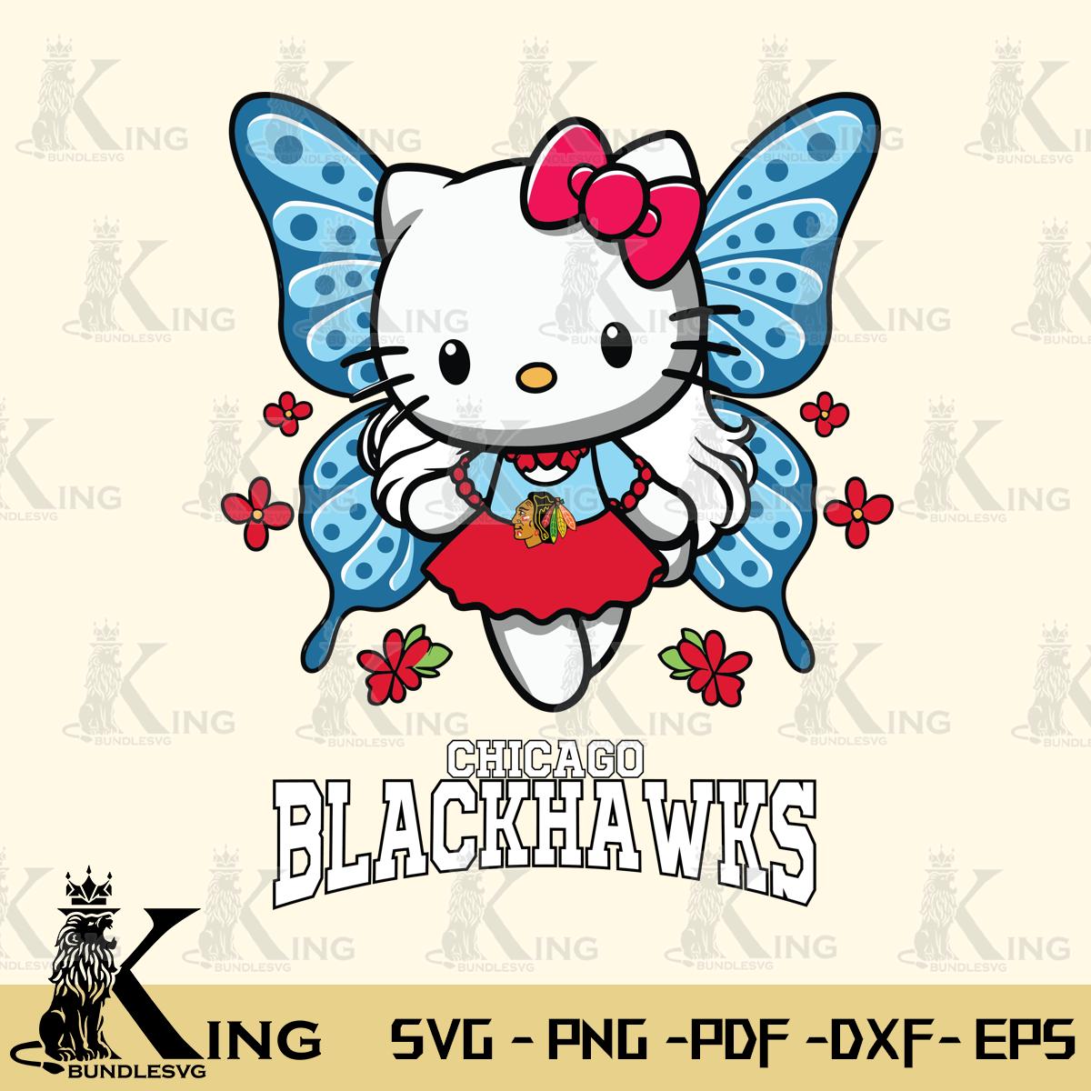 Chicago Blackhawks Butterfly Kitty Charm Svg Eps Dxf Png File, Digital Download