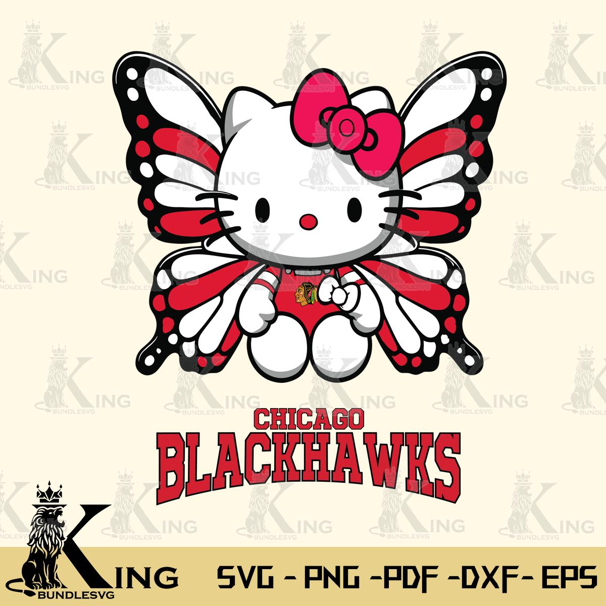 Chicago Blackhawks Butterfly Kitty Delight Svg Eps Dxf Png File, Digital Download