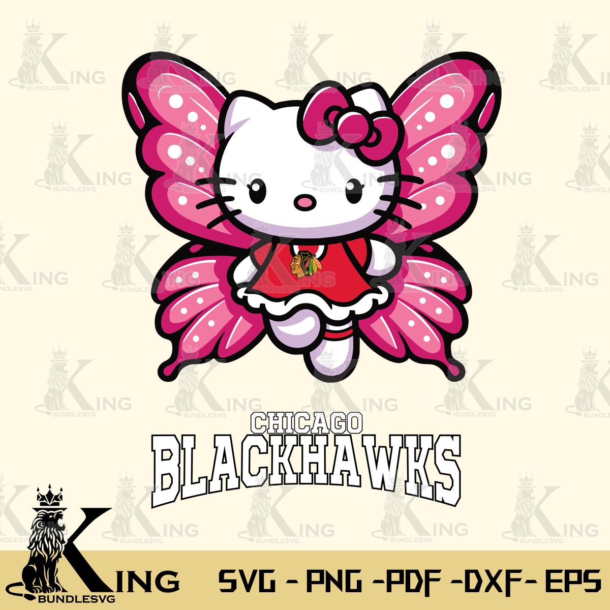 Chicago Blackhawks Hello Kitty Dreamscape Svg Eps Dxf Png File, Digital Download