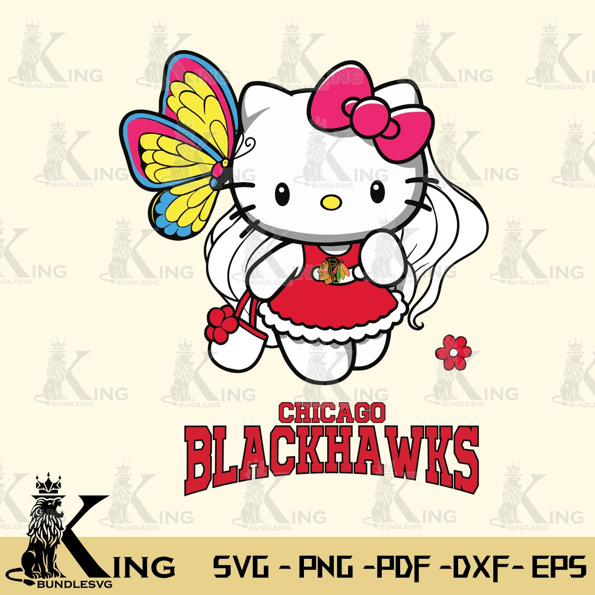 Chicago Blackhawks Kitty Cartoon Svg Eps Dxf Png File, Digital Download