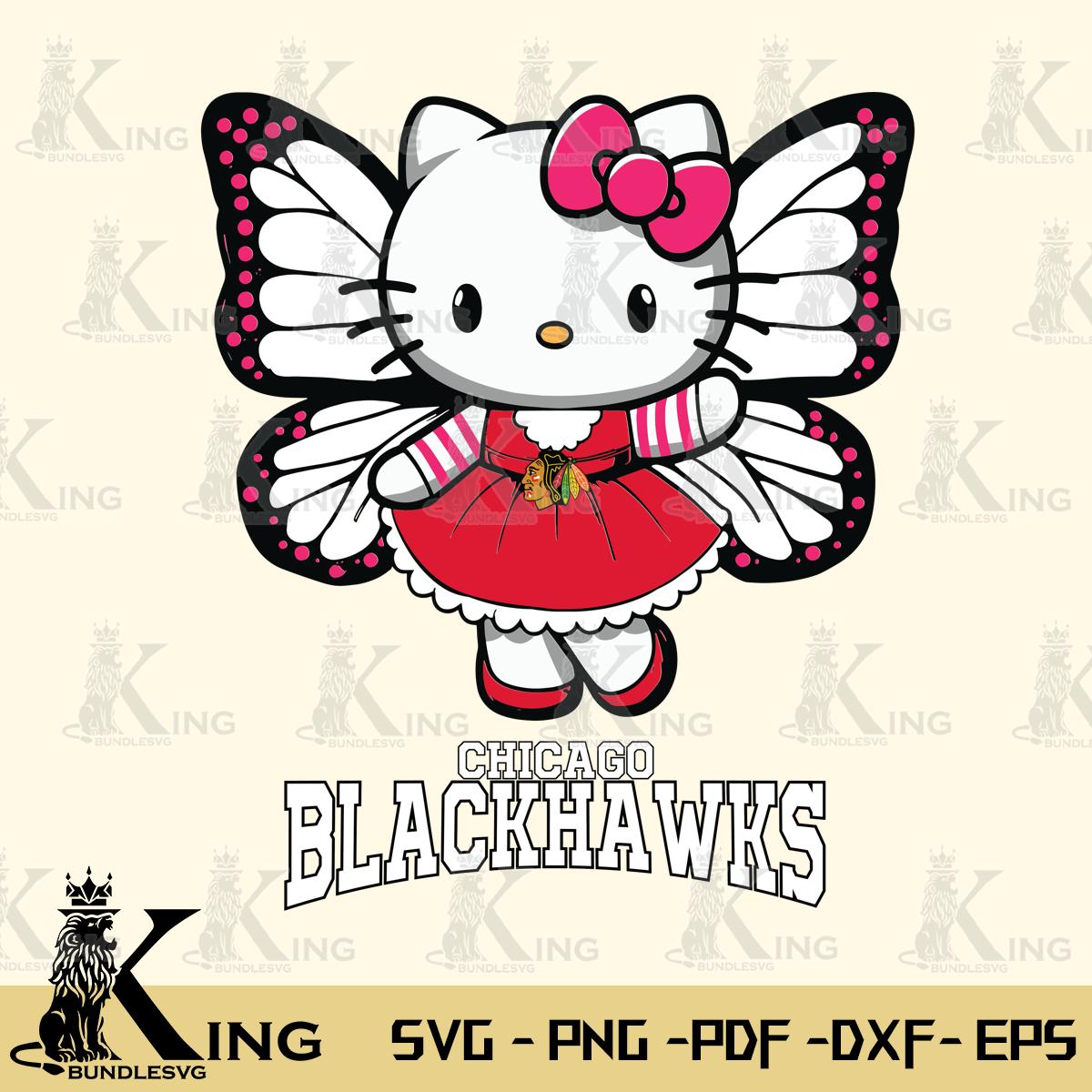 Chicago Blackhawks Whimsical Kitty Wings Svg Eps Dxf Png File, Digital Download