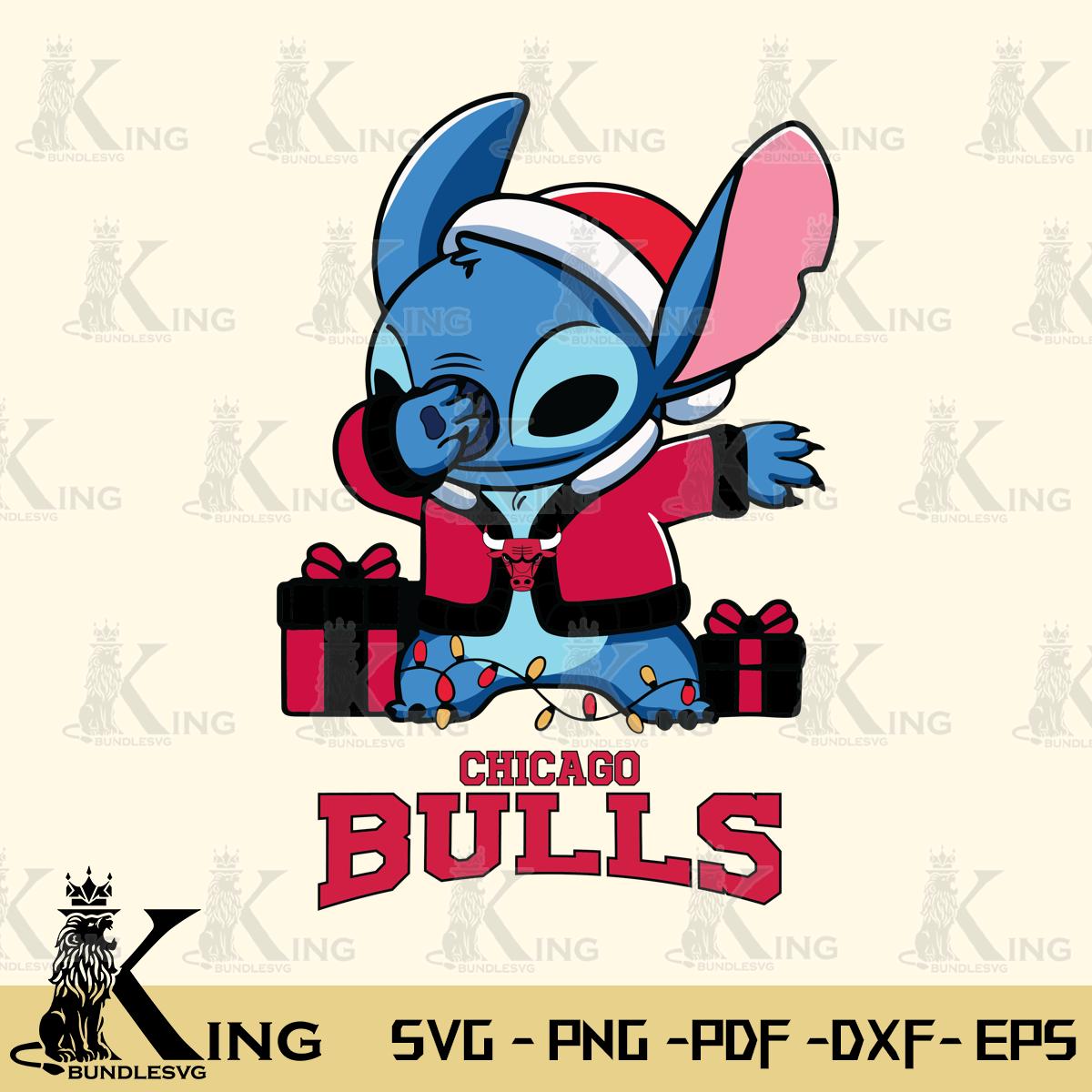 Chicago Bulls Stitch Merry Christmas Svg Eps Dxf Png File, Digital Download