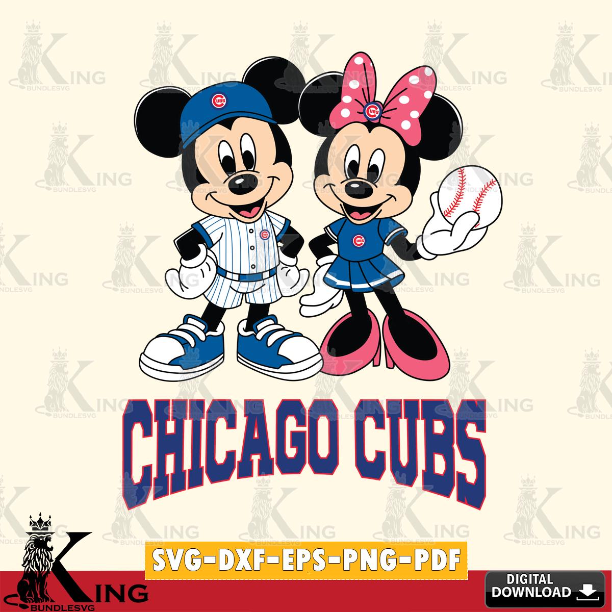 Chicago Cubs Baseball Mickey Minnie Mouse SVG File, MLB for Cricut, Silhouette, Digital Download , file cut