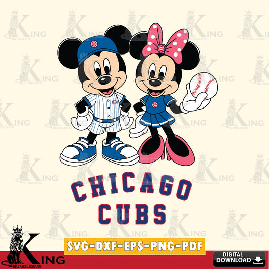 Chicago Cubs Baseball Mickey Minnie Mouse SVG file , For Cricut,  File cut , Digital Download , PDF File, Cut Files