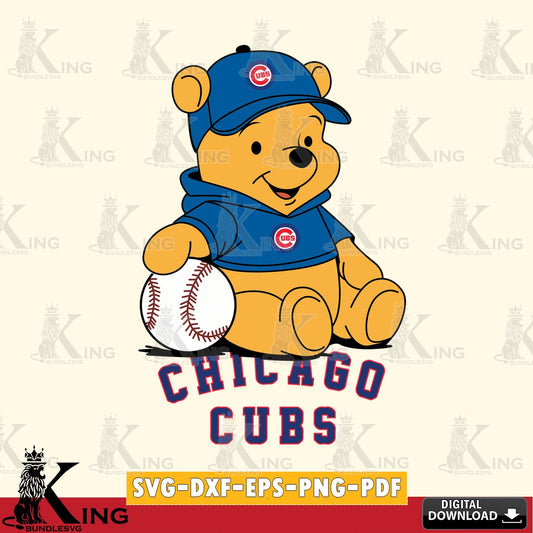 Creative design featuring Chicago Cubs Baseball Star Teddy SVG PNG files perfect for Cricut and Silhouette cutting