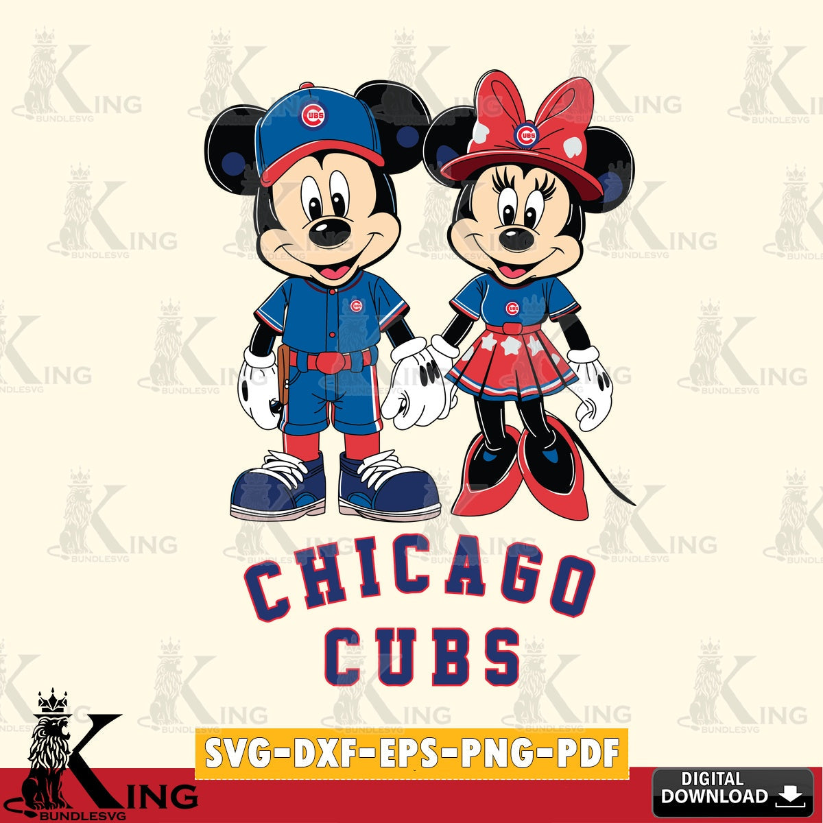 Chicago Cubs Mickey Minnie Baseball SVG file , For Cricut,  File cut , Digital Download , PDF File, Cut Files