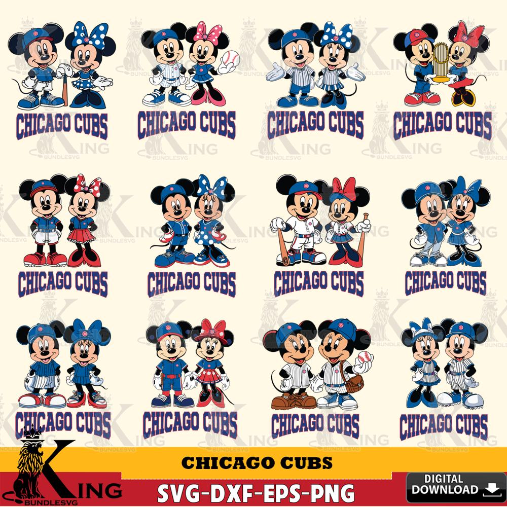 Chicago Cubs Mickey Minnie MLB Bundle SVG DXF EPS PNG PDF, MLB for Cricut, Silhouette, Digital Download , file cut