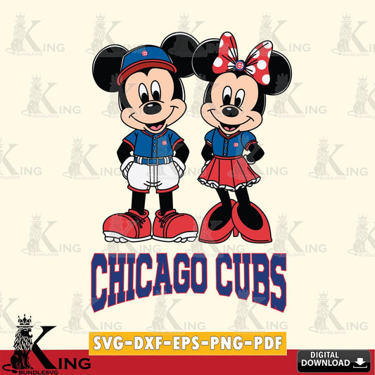 Chicago Cubs Mickey Minnie Mouse Baseball SVG File, MLB for Cricut, Silhouette, Digital Download , file cut
