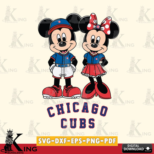 Chicago Cubs Mickey Minnie Mouse Baseball SVG file , For Cricut,  File cut , Digital Download , PDF File, Cut Files