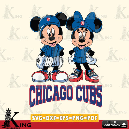 Chicago Cubs Mickey Minnie Mouse Fan SVG File, MLB for Cricut, Silhouette, Digital Download , file cut