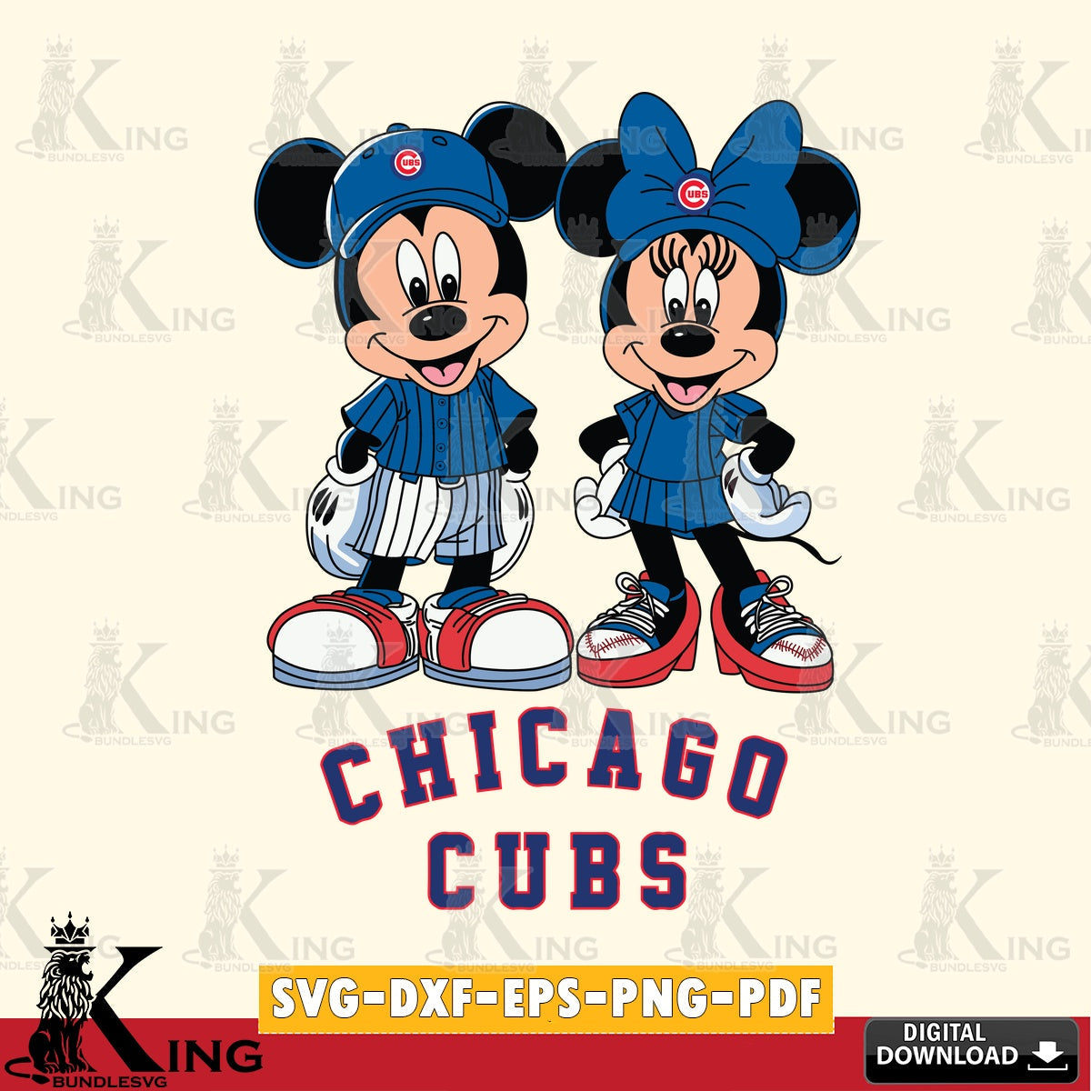 Chicago Cubs Mickey Minnie Mouse Fan SVG file , For Cricut,  File cut , Digital Download , PDF File, Cut Files