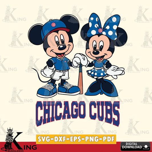 Chicago Cubs Mickey Minnie Mouse Sport SVG File, MLB for Cricut, Silhouette, Digital Download , file cut