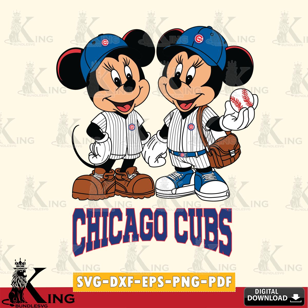 Chicago Cubs Mickey Minnie Mouse couple SVG File, MLB for Cricut, Silhouette, Digital Download , file cut