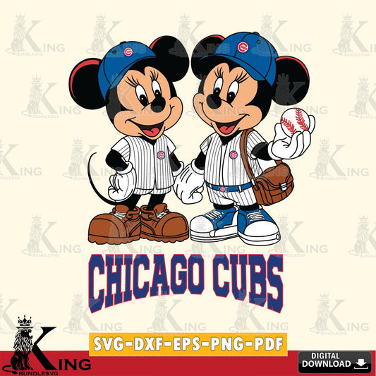 Chicago Cubs Mickey Minnie Mouse couple SVG File, MLB for Cricut, Silhouette, Digital Download , file cut
