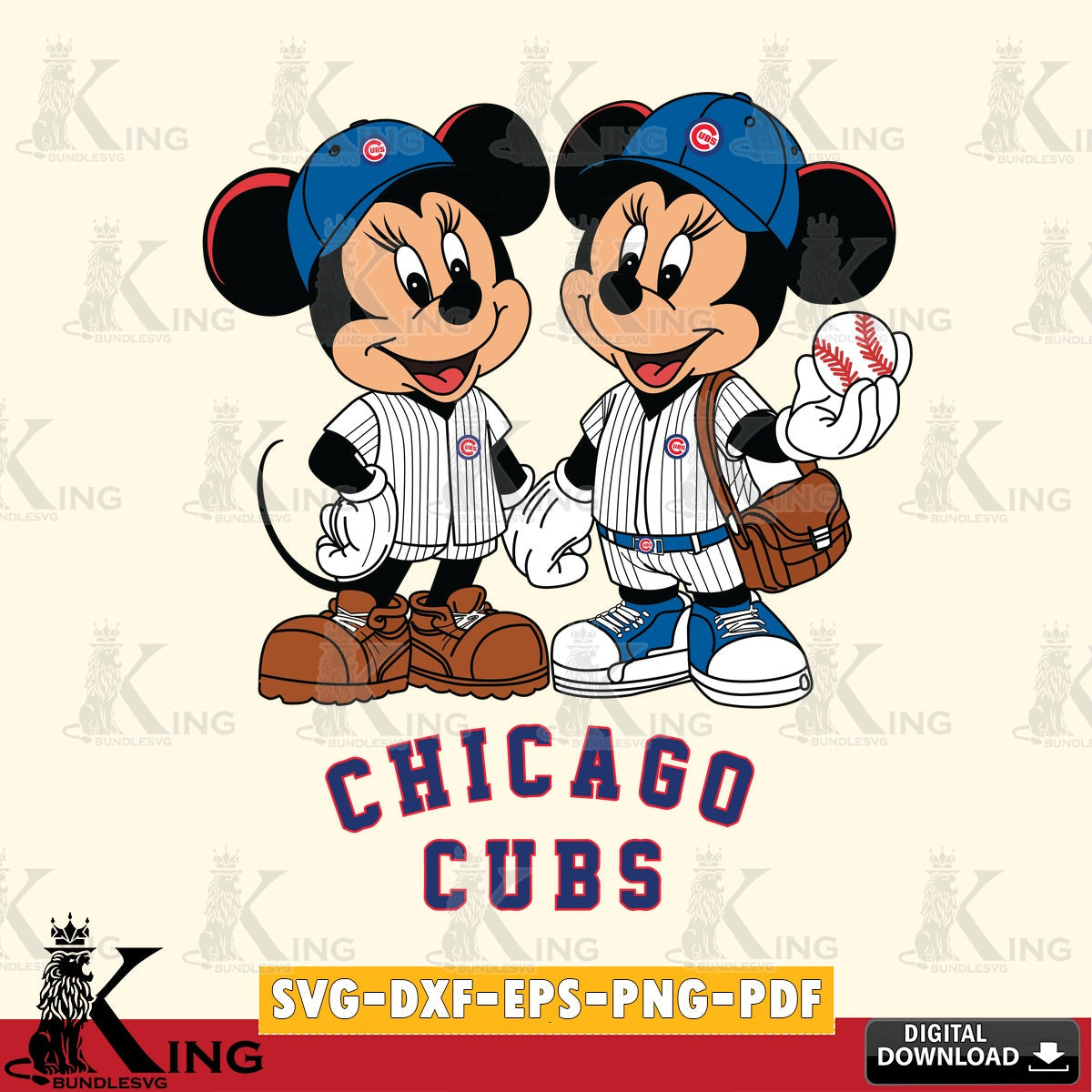 Chicago Cubs Mickey Minnie Mouse couple SVG file , For Cricut,  File cut , Digital Download , PDF File, Cut Files