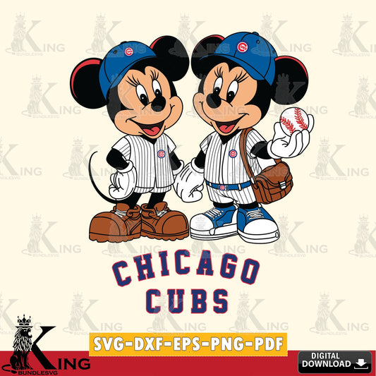 Chicago Cubs Mickey Minnie Mouse couple SVG file , For Cricut,  File cut , Digital Download , PDF File, Cut Files