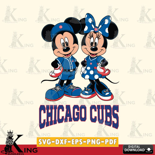 Chicago Cubs Mickey Minnie Mouse couple sport SVG File, MLB for Cricut, Silhouette, Digital Download , file cut