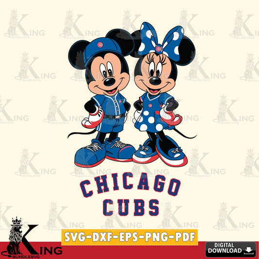 Chicago Cubs Mickey Minnie Mouse couple sport SVG file , For Cricut,  File cut , Digital Download , PDF File, Cut Files