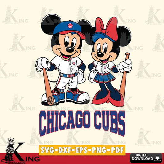 Chicago Cubs Mickey Minnie Mouse player SVG File, MLB for Cricut, Silhouette, Digital Download , file cut
