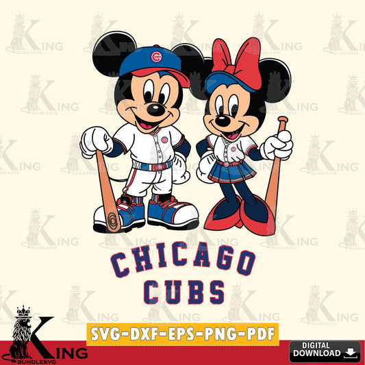 Chicago Cubs Mickey Minnie Mouse player SVG file , For Cricut,  File cut , Digital Download , PDF File, Cut Files