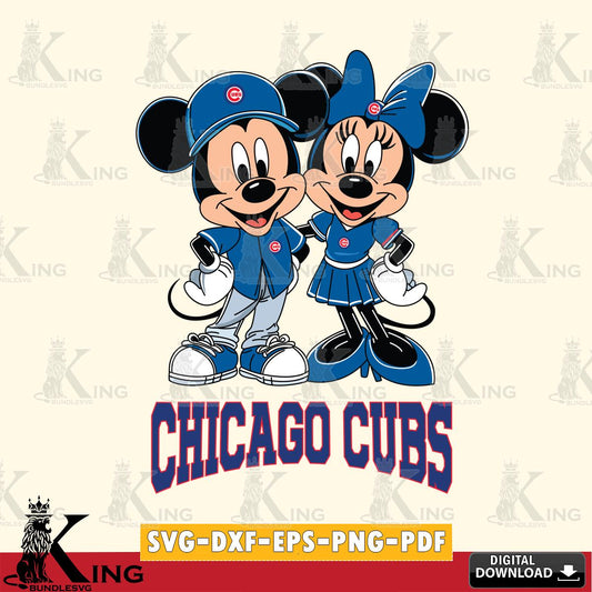 Chicago Cubs Mickey Minnie Mouse smile SVG File, MLB for Cricut, Silhouette, Digital Download , file cut