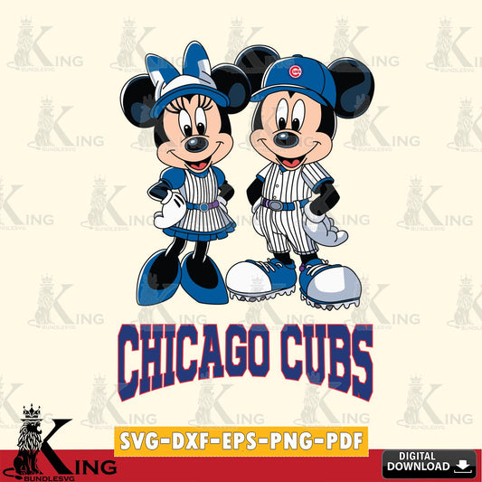Chicago Cubs Mickey Minnie Sport SVG File, MLB for Cricut, Silhouette, Digital Download , file cut
