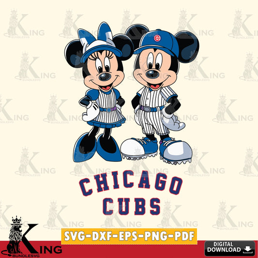 Chicago Cubs Mickey Minnie Sport SVG file , For Cricut,  File cut , Digital Download , PDF File, Cut Files