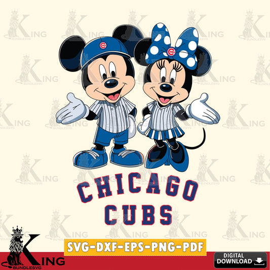 Chicago Cubs Mickey Minnie couple SVG file , For Cricut,  File cut , Digital Download , PDF File, Cut Files