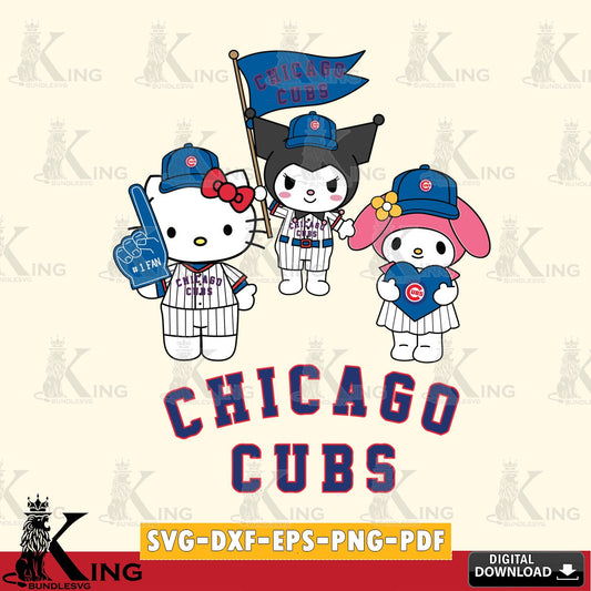 Digital clipart of Chicago Cubs Sanrio Squad cute vector art for engraving, cutting, and printing
