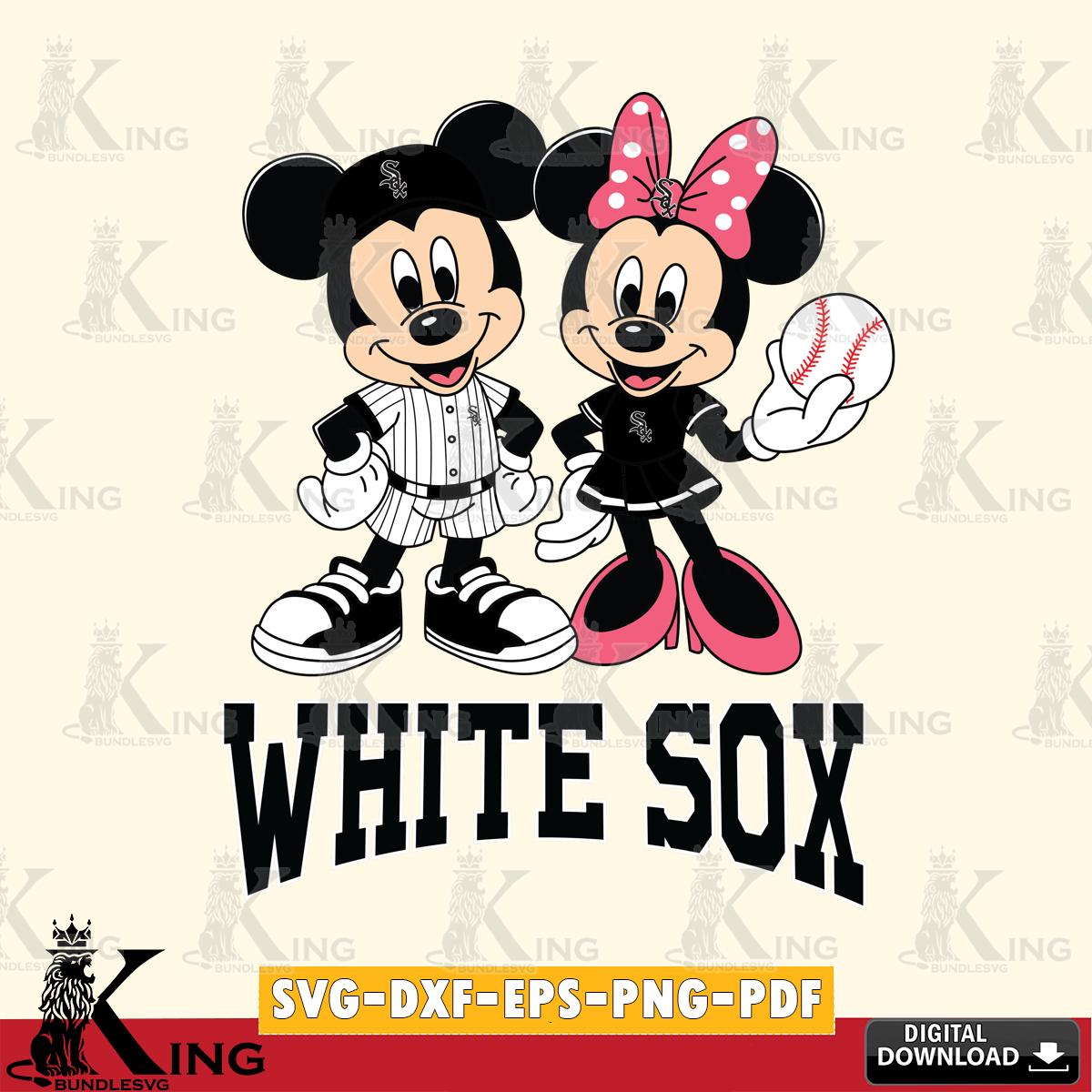 Chicago White Sox Baseball Mickey Minnie Mouse SVG File, MLB for Cricut, Silhouette, Digital Download , file cut