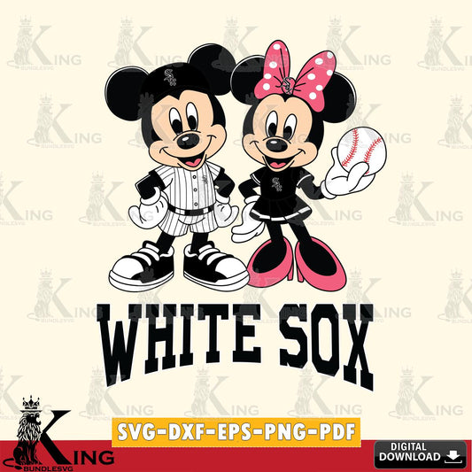 Chicago White Sox Baseball Mickey Minnie Mouse SVG File, MLB for Cricut, Silhouette, Digital Download , file cut