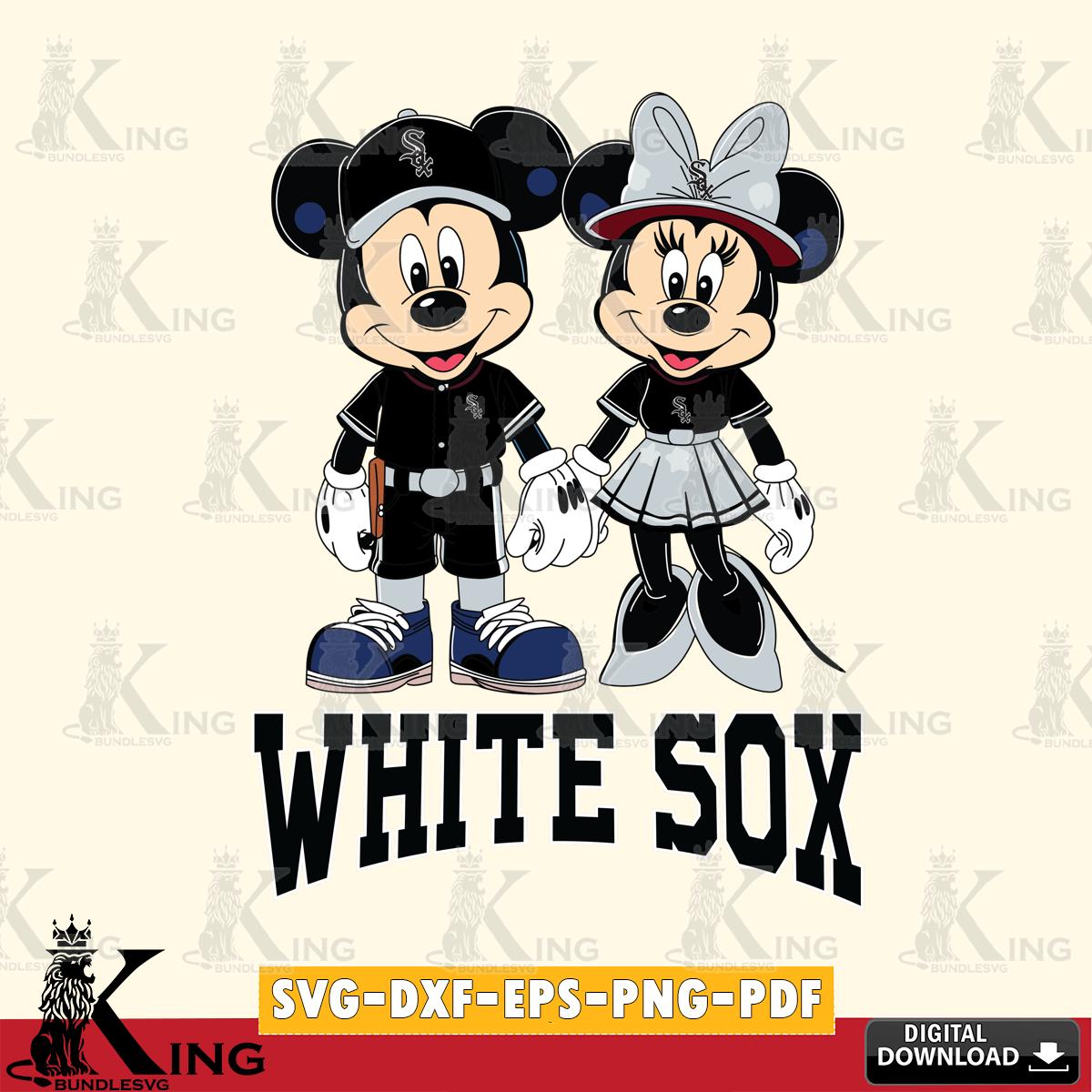 Chicago White Sox Mickey Minnie Baseball SVG File, MLB for Cricut, Silhouette, Digital Download , file cut