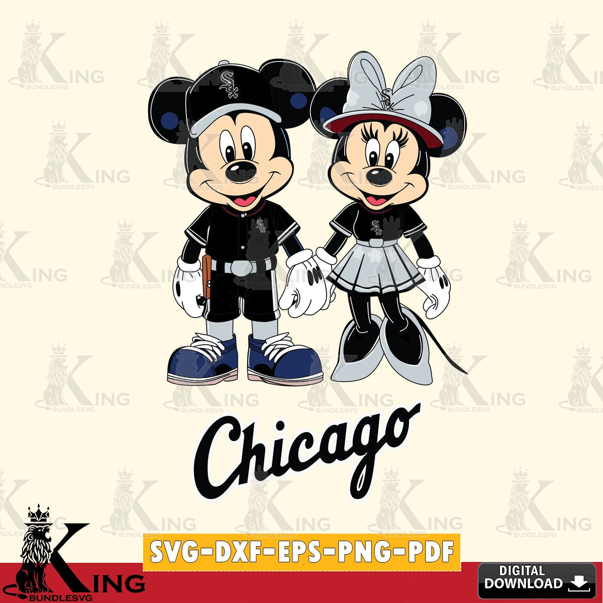 Chicago White Sox Mickey Minnie Baseball SVG file , For Cricut,  File cut , Digital Download , PDF File, Cut Files