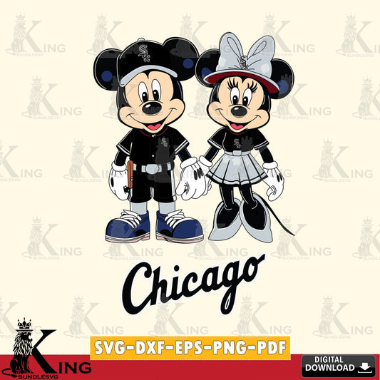 Chicago White Sox Mickey Minnie Baseball SVG file , For Cricut,  File cut , Digital Download , PDF File, Cut Files