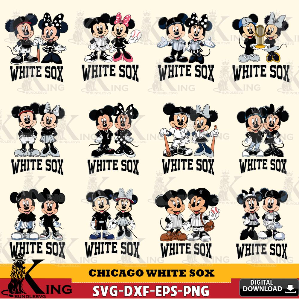 Chicago White Sox Mickey Minnie MLB Bundle SVG DXF EPS PNG PDF, MLB for Cricut, Silhouette, Digital Download , file cut