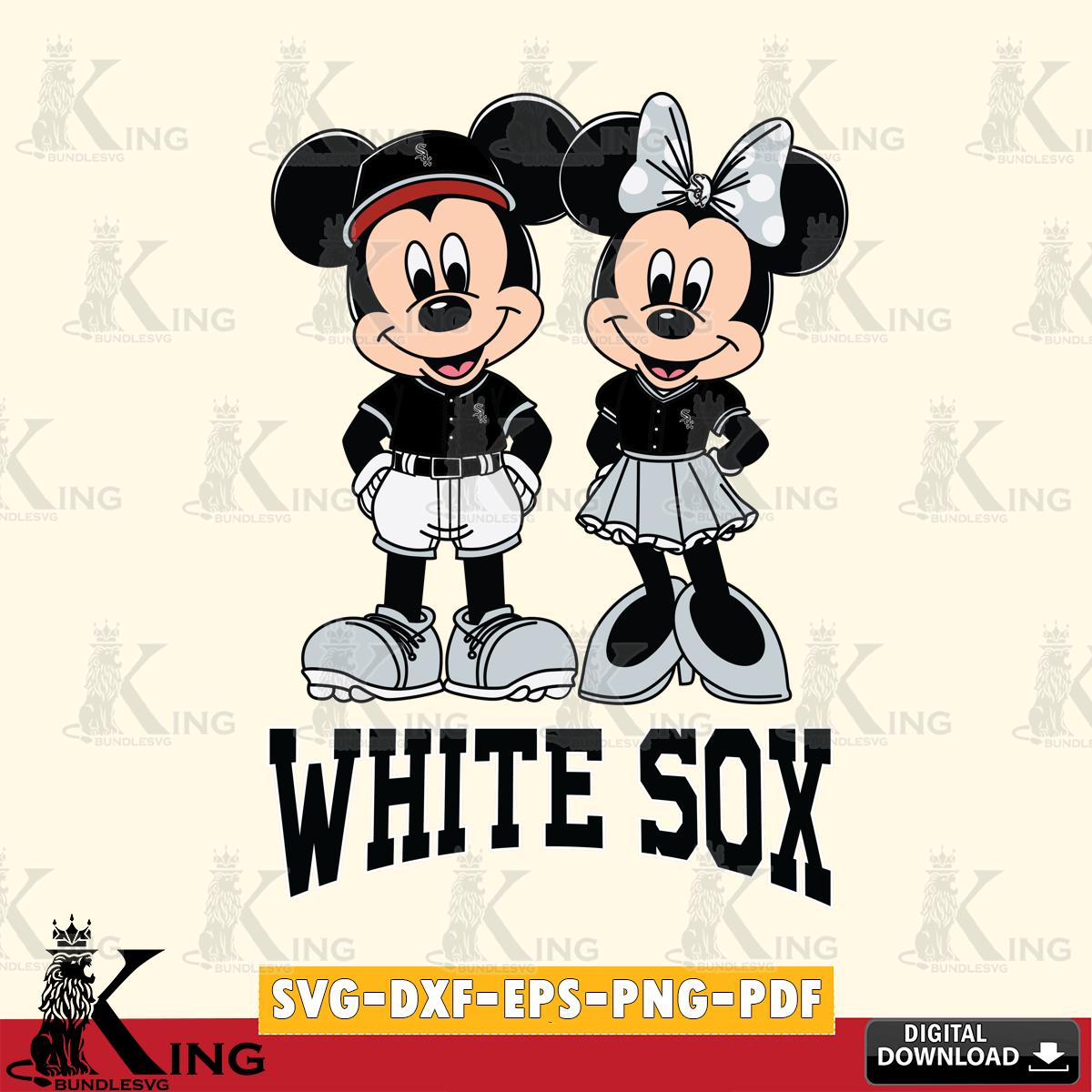 Chicago White Sox Mickey Minnie Mouse Baseball SVG File, MLB for Cricut, Silhouette, Digital Download , file cut