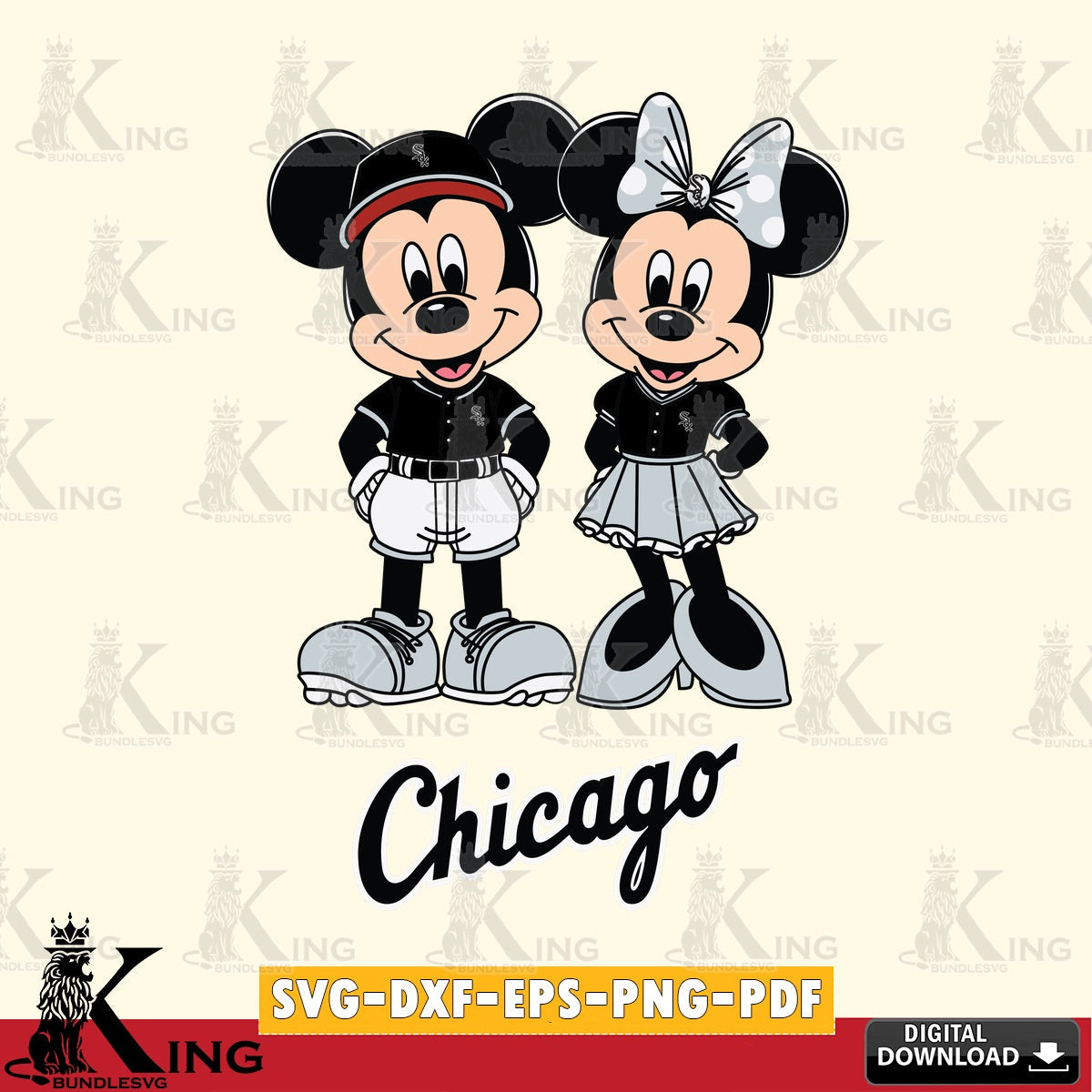 Chicago White Sox Mickey Minnie Mouse Baseball SVG file , For Cricut,  File cut , Digital Download , PDF File, Cut Files
