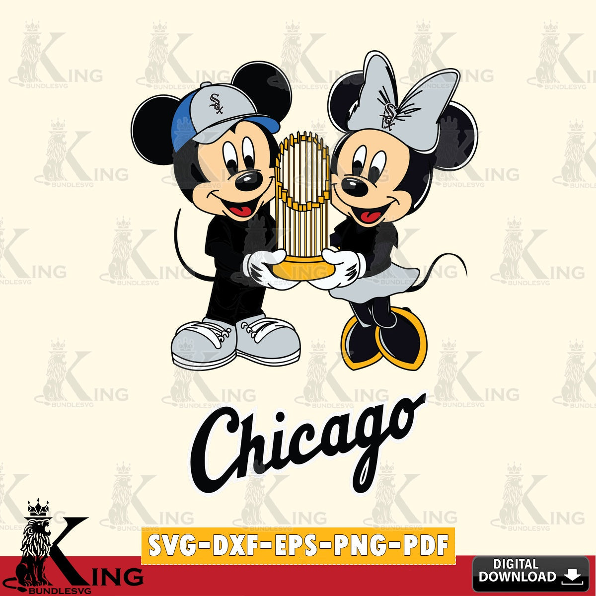 Chicago White Sox Mickey Minnie Mouse Champions SVG file , For Cricut,  File cut , Digital Download , PDF File, Cut Files