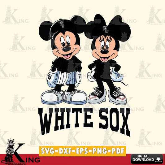 Chicago White Sox Mickey Minnie Mouse Fan SVG File, MLB for Cricut, Silhouette, Digital Download , file cut
